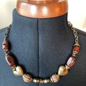 Vintage 1980’s Brass & Stone Boho Necklace